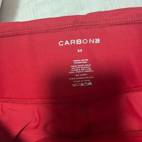 Carbon38 Red Ruffle Tie Waist 7/8 Length Leggings Size Medium - Picture 2 of 6